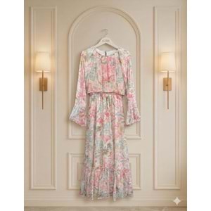 Çiçekli Elbise 130037 - Pembe - 38