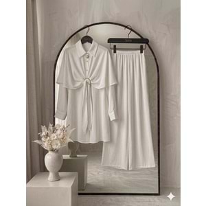 Modal Pelerinli Takım 1478 - Beyaz - XL-XXL