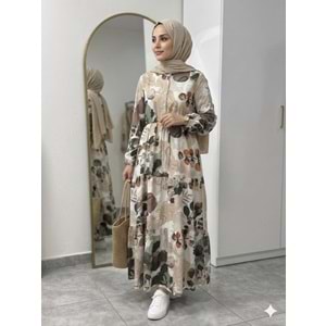 Modal Elbise 1820 - Haki - 38-40