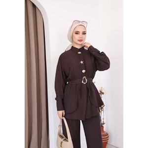 Gold Düğme Detaylı Takım 261058 - Acı Kahve - L-XL