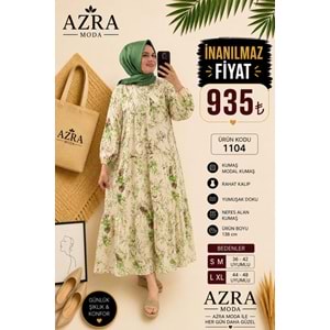 Minik Çiçekli Elbise 1104 - Yeşil - L-XL