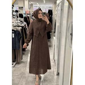 Pelerinli Elbise 2440 - Acı Kahve - S-M
