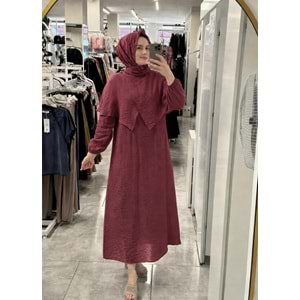 Pelerinli Elbise 2440 - Bordo - S-M