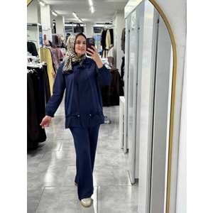 Önü Fermuar Paraşüt Detay Takım 27127 - Lacivert - M
