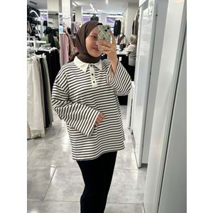 Düğmeli Polo Yaka Tunik 27167 - Acı Kahve - TEK BEDEN
