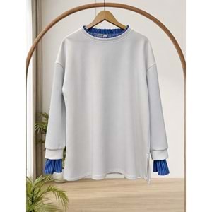 Kolu ve Yakası Çizgili Tunik 2077 - Ekru - L-XL