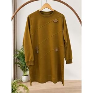 Kuş Gözü Detaylı Tunik 59484 - Yeşil - L