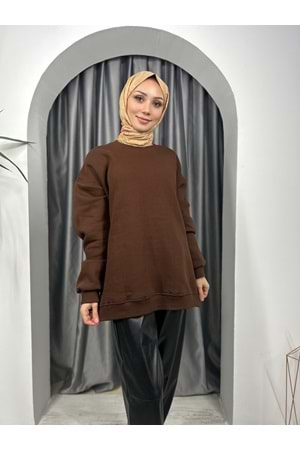 Şardonlu Sweat Birkim 00150 - azra fashion - Acı Kahve - XL