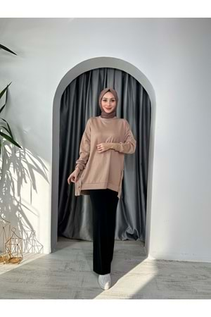 Düğme Detaylı Osho Kumaş Tunik 24870 - Vizon - S-M