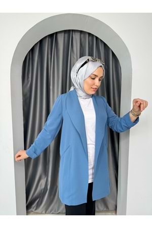 Şal Yaka Ceket 26988 - Mavi - TEK BEDEN