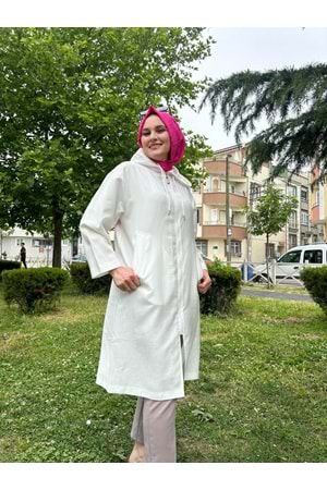 Fermuarlı Basic Kap 15236 - Ekru - TEK BEDEN - AZRA04512-Ekru-TEK BEDEN