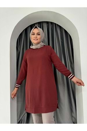 Şerit Detaylı Armalı Tunik 577 - Bordo - 48-50