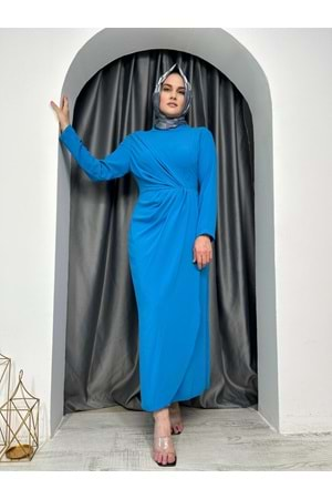 Drape Abiye - Mavi - S - AZRA04889-Mavi-S