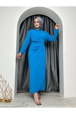 Drape Abiye - Mavi - S - AZRA04889-Mavi-S