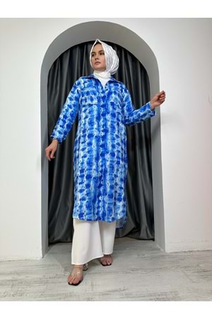 Long Gömlek Puane 10547 - azra fashion - Saks Mavi - L-XL