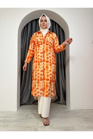 Long Gömlek Puane 10547 - azra fashion - Turuncu - S-M