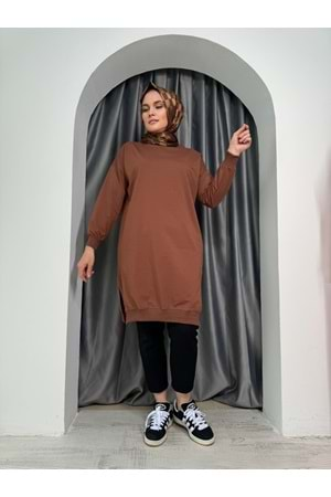 Azra Düz Sweat 24178 - azra fashion - Acı Kahve - S-M