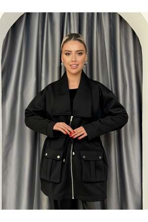 Cepli Oversize Kap 4301 - Siyah - TEK BEDEN - AZRA05054-Siyah-TEK BEDEN