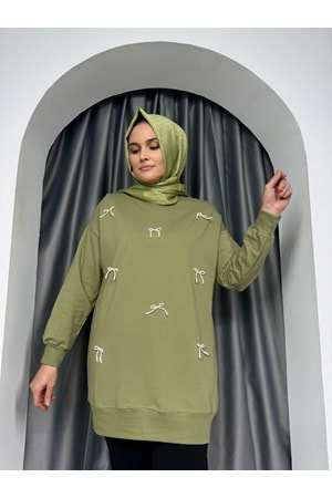 İnci Fiyonklu Tunik 25266 - Mint Yeşili - S-M - AZRA05089-Mint Yeşili-S-M