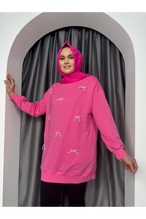 İnci Fiyonklu Tunik 25266 - Pembe - L-XL - AZRA05089-Pembe-L-XL