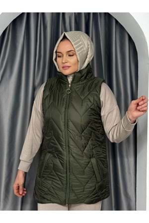 Zikzak Desenli Şişme Yelek 4578 - Haki - M