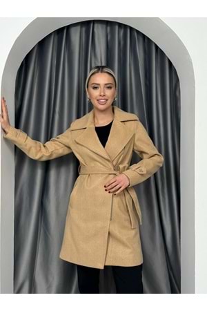 İkoll Balıksırtı Kaşe Kaban 33875 - Camel - M - AZRA05187-Camel-M