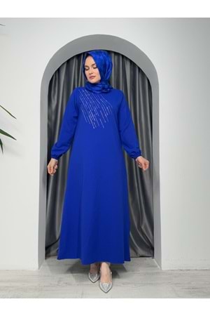 Yan Çizgili Elbise 1723 - Saks Mavi - 38-40 - AZRA05281-43820