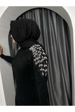 Omuz Detay Taşlı Tunik 140308 - Siyah - TEK BEDEN - AZRA05328-44390