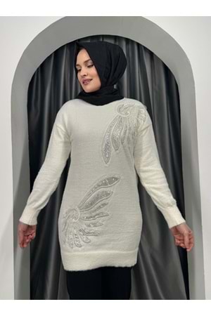 Boncuk İşlemeli Tunik 140297 - Krem - TEK BEDEN - AZRA05329-44392