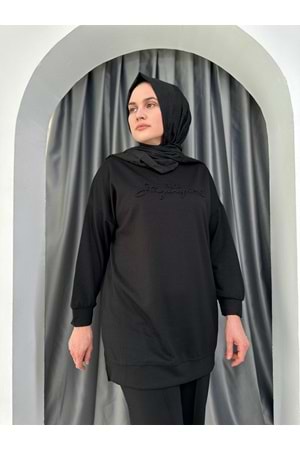 Yazı Baskılı Oysho Kumaş Takım 24785 - Siyah - S - AZRA05350-44605
