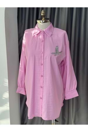 Kuşlu Gömlek 811 - Pembe - S-M - AZRA05686-46816