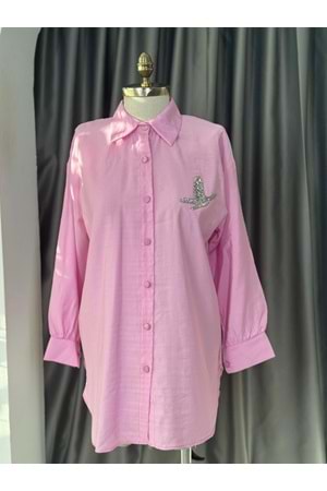 Kuşlu Gömlek 811 - Pembe - S-M - AZRA05686-46816