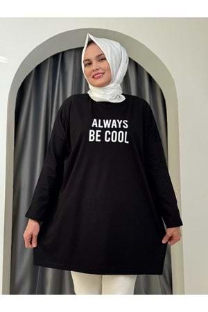 Always Baskılı Tunik 2356 - Siyah - TEK BEDEN