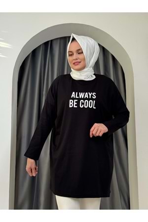 Always Baskılı Tunik 2356 - Siyah - TEK BEDEN