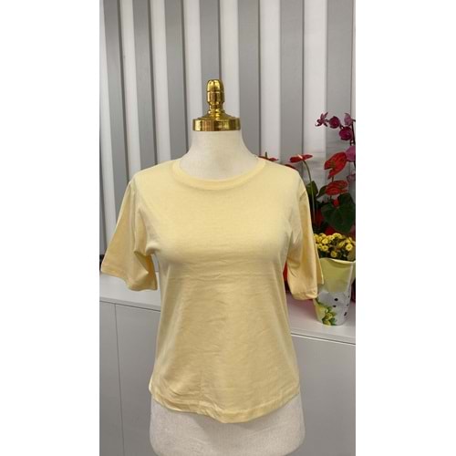 Bisiklet Yaka Kısa T-shirt 3643 - Sarı - L-XL