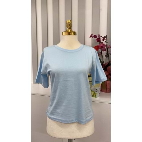 Bisiklet Yaka Kısa T-shirt 3643 - Mavi - S-M
