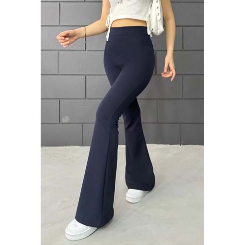 Esm Lastikli İspanyol Paça Pantolon - Lacivert - 38