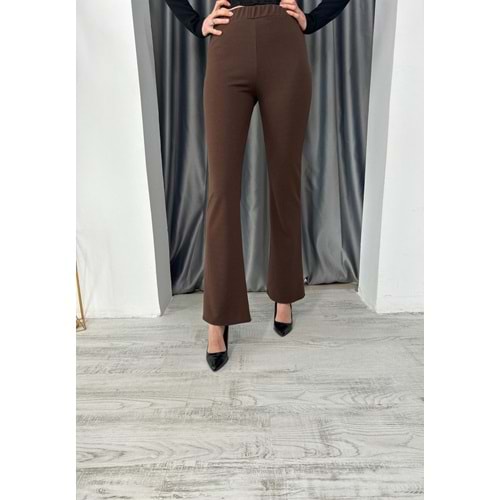 Esm Lastikli İspanyol Paça Pantolon - Acı Kahve - 40 - AZRA03124-Acı Kahve-40