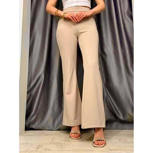 Esm Lastikli İspanyol Paça Pantolon 1101- Krem - 38