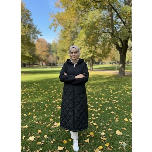 Kapişonlu Kapitone Mont 8407 - Siyah - 38 - AZRA03858-Siyah-38