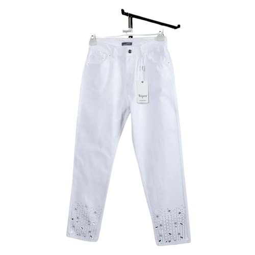 Taşlı Kot Pantolon 2500 - Beyaz - 38 - AZRA04118-Beyaz-38