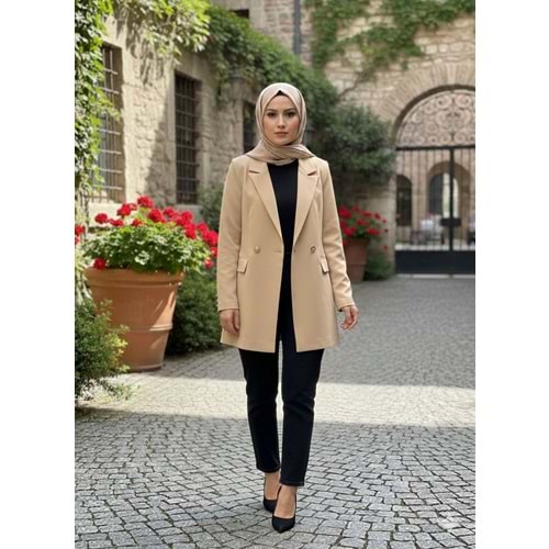 Dublle Kumaş Blazer Ceket - Bej - M