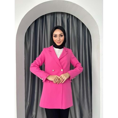 Dublle Kumaş Blazer Ceket - Pembe - L