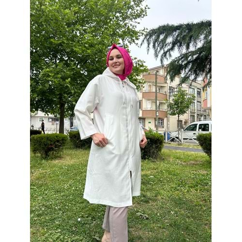 Fermuarlı Basic Kap 15236 - Ekru - TEK BEDEN - AZRA04512-Ekru-TEK BEDEN
