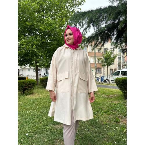 Yırtmaçlı Kap 14864 - Bej - TEK BEDEN - AZRA04513-Bej-TEK BEDEN