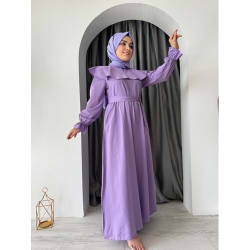 Bebe Yaka Trikoton Elbise 1514 - Lila - 42-44