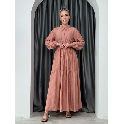 Çilek Gizli Patlı Tünelli Elbise 2351 - Gül - S