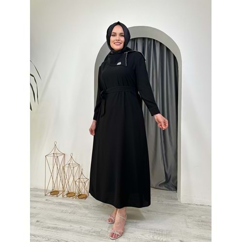 Puane Ema Yaka Taşlı Abiye 12532 - Siyah - S