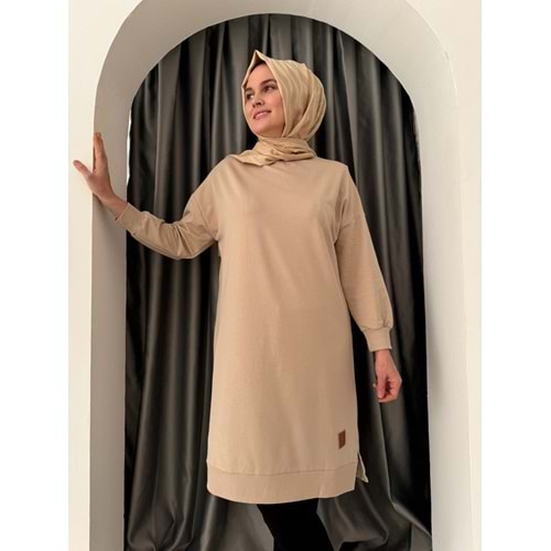 Uzun Düz Sweat Soul Puane 30645 - Bej - S-M - AZRA04907-Bej-S-M