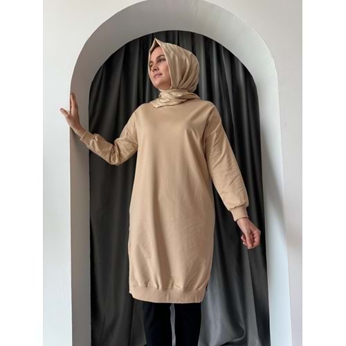 Azra Düz Sweat 24178 KS11 - Bej - TEK BEDEN - AZRA04925-44116